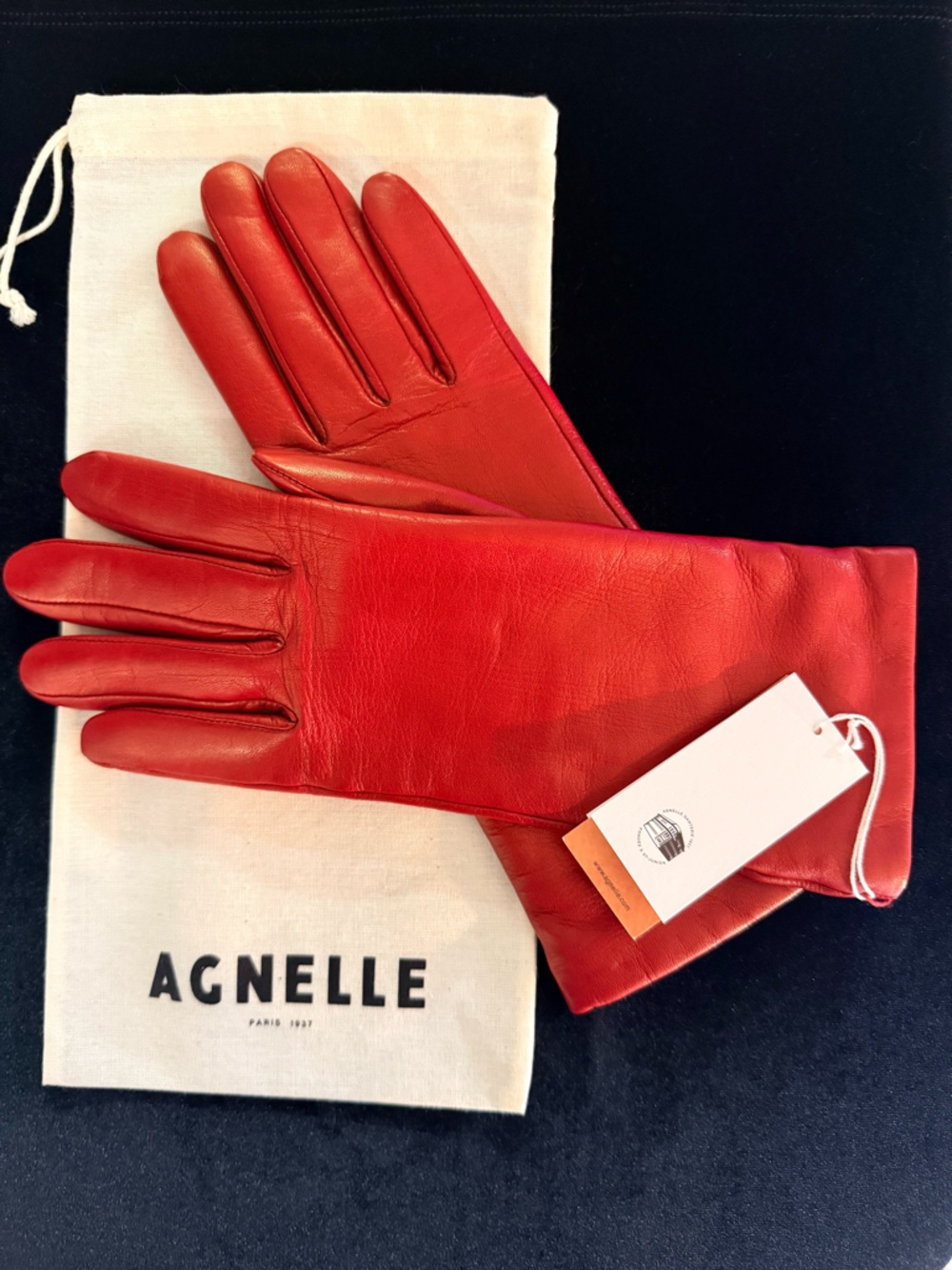 Agnelle Red Leather Gloves